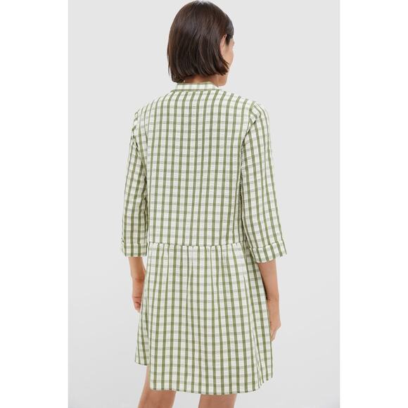 TUCKERNUCK Sage Seersucker Gingham Royal Shirt Dress Size L NWT - Picture 2 of 7